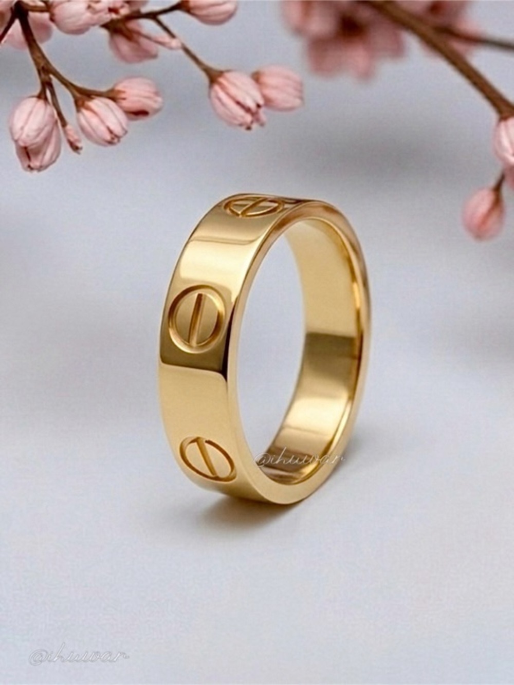 18K Gold Plated Screw Motif Love Ring Size 10